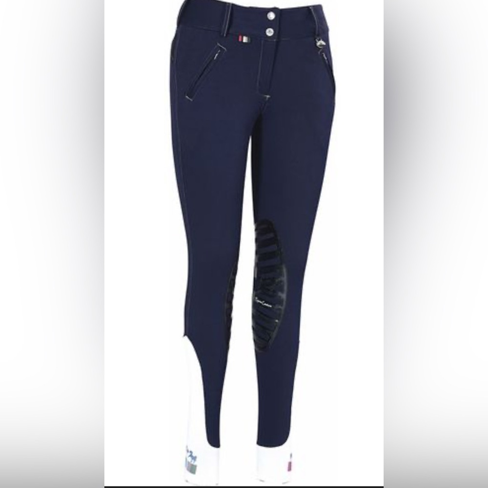 Equine Couture Beatta Silicone Knee Patch Navy Breech